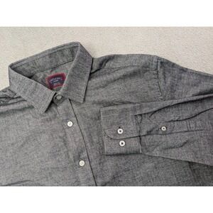 UNTUCKit Librando Mens Large Gray Herringbone Long Sleeve Button Down Shirt